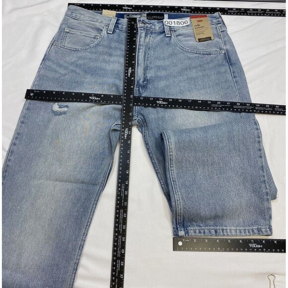 Levi's Silver Tab Straight Jeans Mens 36x32 Blue Relaxed Grunge Distressed Denim - Picture 9 of 10